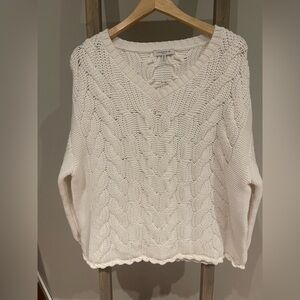 Lafayette 148 New York Cream Cable Knit Sweater